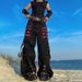 Heißer verkauf E-mädchen Haruku Gothic Grunge Cargo Hosen Bandage Frauen Vintage Dark Academia Baggy Hosen Jogginghose Punk Hip Hop_voghion.com