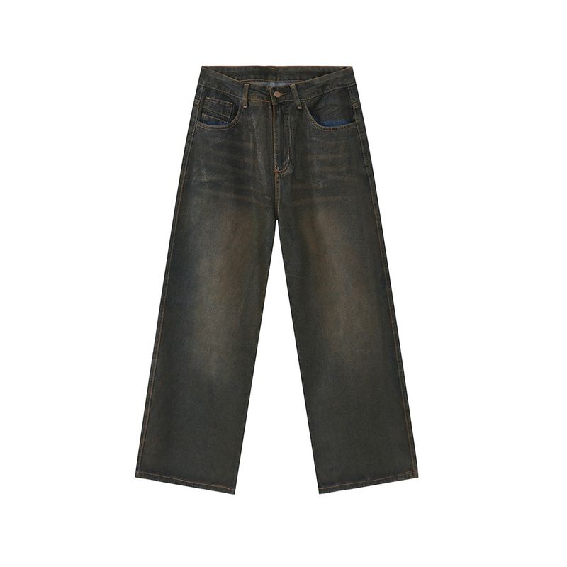 Meeste rõivad Suvised uued tooted Retro nostalgiline stiil Pestud sirge säärega mopitud kulunud teksad_voghion.com