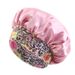 Ethnic style printed elastic wide brimmed satin sleeping cap beauty perm cap_voghion.com