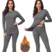 Women's Thermal Underwear Set - Soft Fleece-Lined Winter Base Layer, Round Neck Long Sleeve Top & Pants, Stretchy & Warm (Black/Gray)_voghion.com