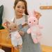 Brown And Pink Adorable Plush Rabbit Doll Soft Toy For Couples Companion Bedtime Cozy_voghion.com