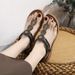 2025 New Style Sandals Bohemian Rhinestone Comfortable Round Toe Beach Vacation Large Size Flat Shoes_voghion.com