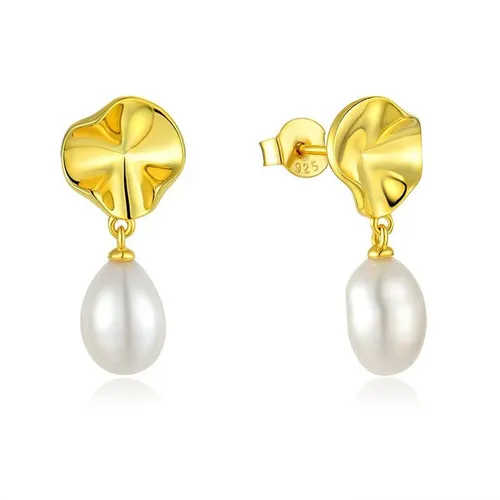 Pearl Earrings Earrings Sterling Silver Plated With 14k Gold Baroque Earrings For Women Jewelry Silver Jewelry_voghion.com