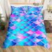 Capa de edredom para berço para meninos e meninas, capa de edredom com escamas de peixe, conjunto de cama Underwater World, conjunto de cama neon com 1 fronha para decoração de quarto_voghion.com