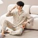 Men's Spring/Autumn New Long Sleeve Autumn/Winter Thin Men's Loose Large Size Home Clothes Set Pure Cotton Pajamas_voghion.com