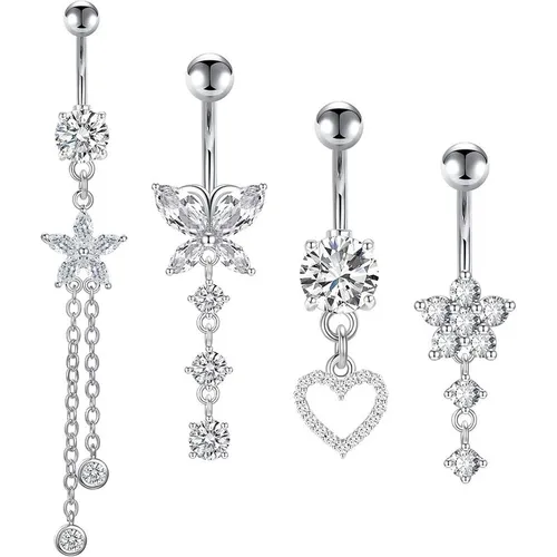 cross-border E-commerce New Product Ring Copper Inlaid Zircon Belly Button Nail Suit Body Piercing Jewelry In Stock_voghion.com