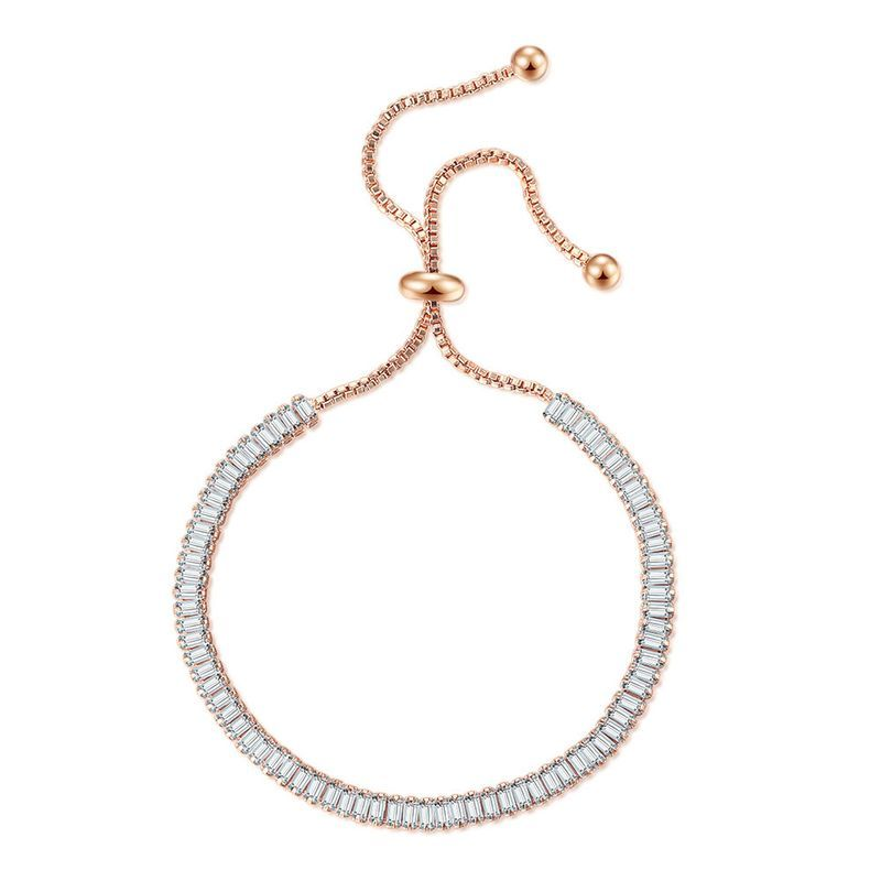 Pulsera de cristal ajustable de una sola fila de circón rectangular de moda Obuyue para mujer_voghion.com