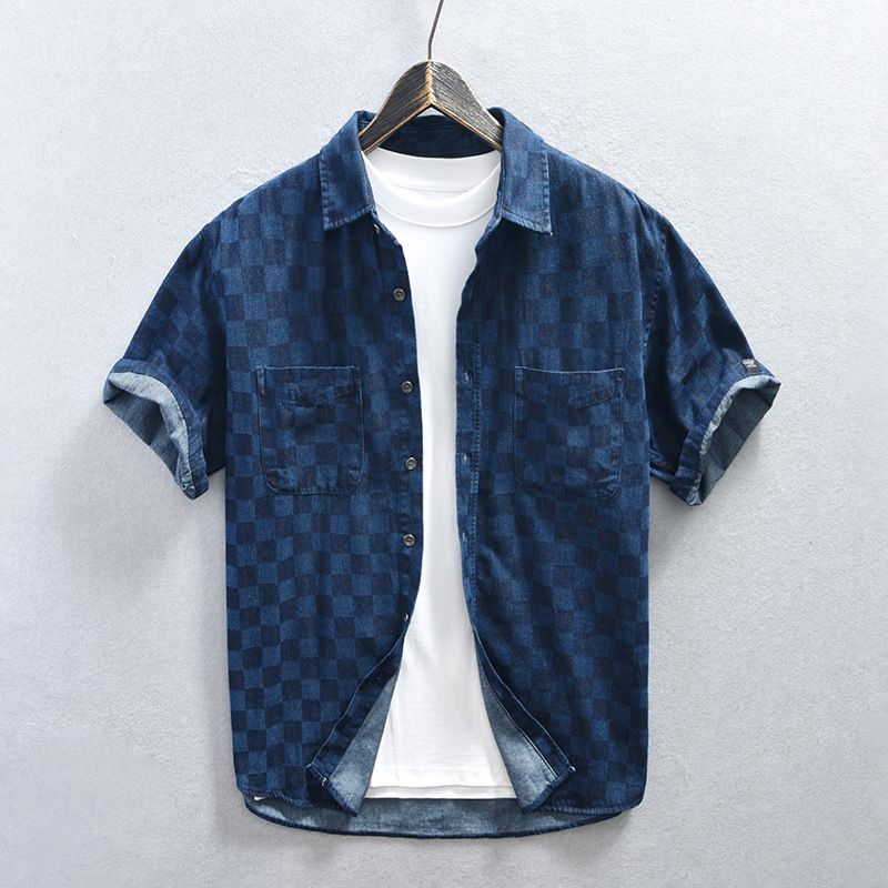 ​​Lässiges kariertes Kurzarmhemd für Herren – atmungsaktive Baumwollmischung, entspannte Passform, maschinenwaschbar, klassisches Button-Up für Frühling und Sommer (M-XXXXL)​​_voghion.com
