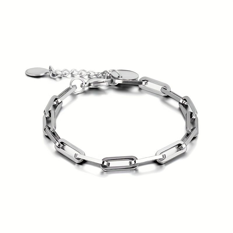 Titanium Paperclip Chain Bracelets For Men Simple Adjustable Chunky Link Bracelet Non Tarnish Minimalist Chain Bracelet Meaningful Gifts_voghion.com