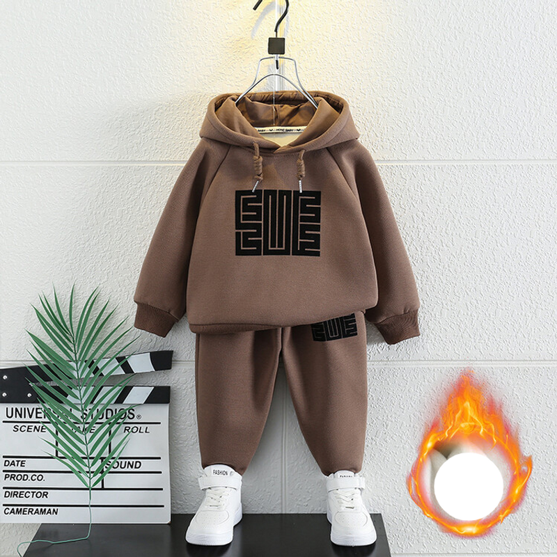 Boys Hooded Hoodie Set Autumn And Winter Foreign Children Children Plus Plush Boy Plankton Handsome Winter Clothes_voghion.com