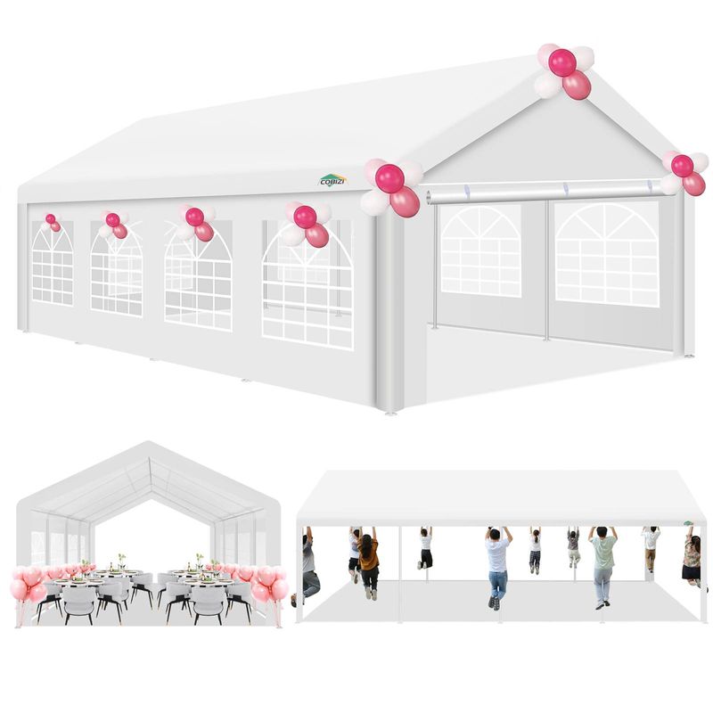 COBIZI 13x26ft Partyzelt, strapazierfähig, verzinktes Hochzeitszelt, Event-Unterstand, großer Pavillon im Freien mit Seitenwänden und Sandsäcken, wasserdicht_voghion.com