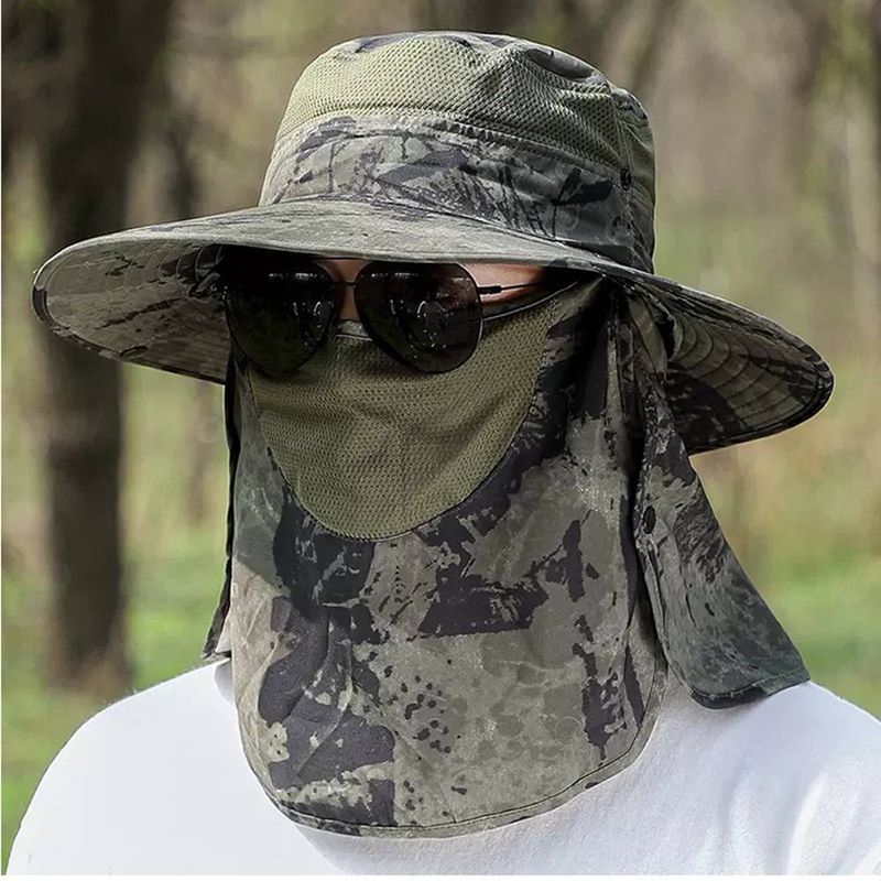Sun Hat Men's Fishing Sun Mask Summer Fisherman Hat UV Sun Hat Outdoor Straw Hat Sun Hat_voghion.com