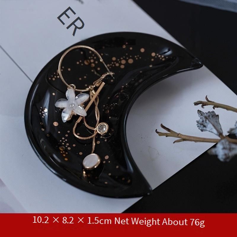 Nordic Ceramic Moon-Shaped Serving Tray - Multi-Purpose Fruit Plate & Dip Dish With Jewelry Holder, Decorative Home Accessory_voghion.com