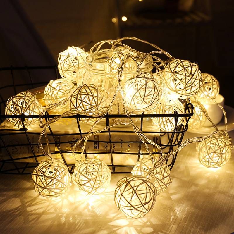 20 LED Rattan Ball String Lights - Warm White Battery/USB Powered Fairy Lights For Wedding, Home, Party Decor (2M/4M/5M/6M/10M)_voghion.com
