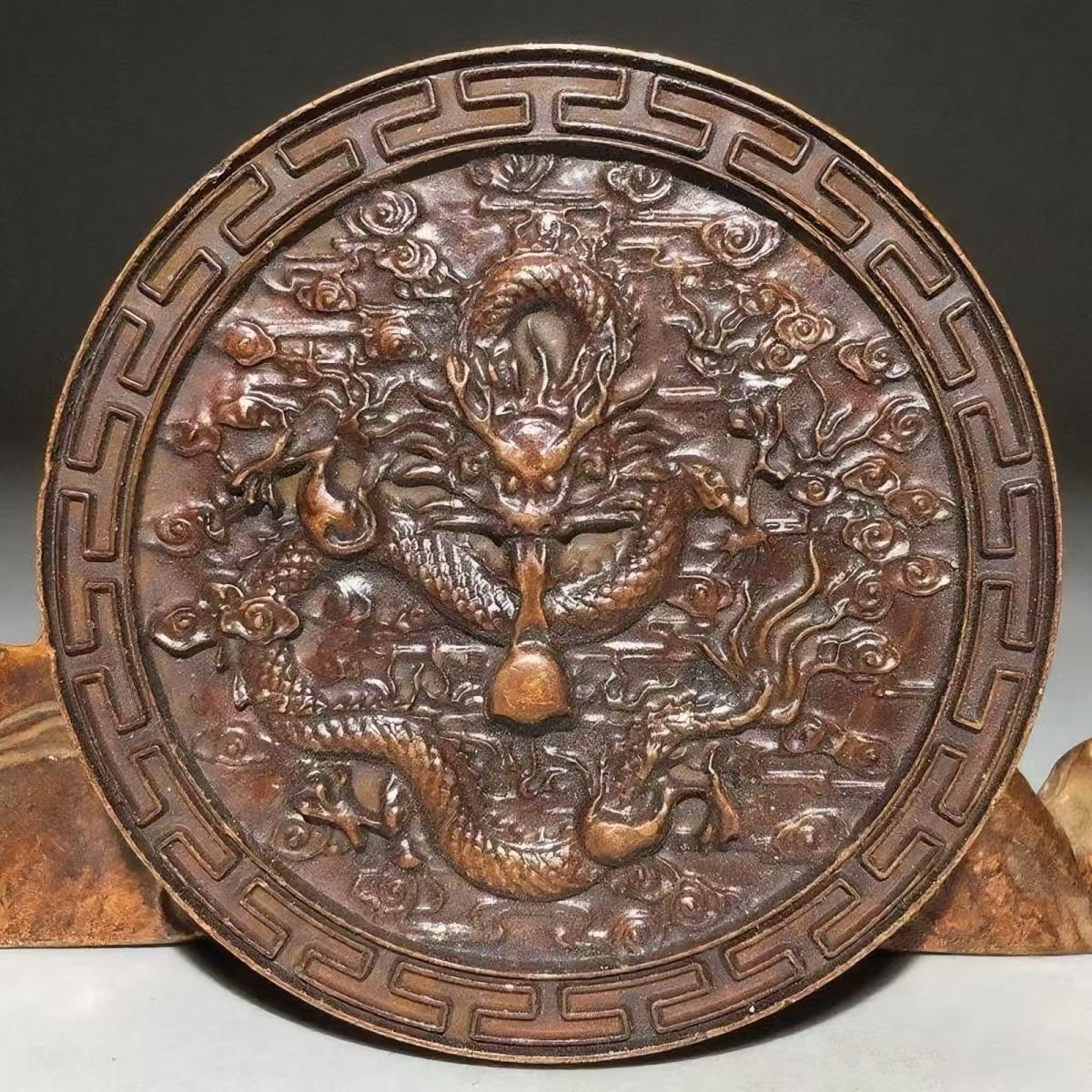 Ancient-style Ink Container With Lid, Dragon-patterned Ink Box, Desk-top Ink Tray, Eight-triangle Ink Container, Ink Roller, Decorative Piece_voghion.com