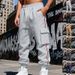 Men's Heavyweight Fleece-Lined Cargo Pants - Winter Warm Workout Joggers With Drawstring & Multi-Pockets_voghion.com