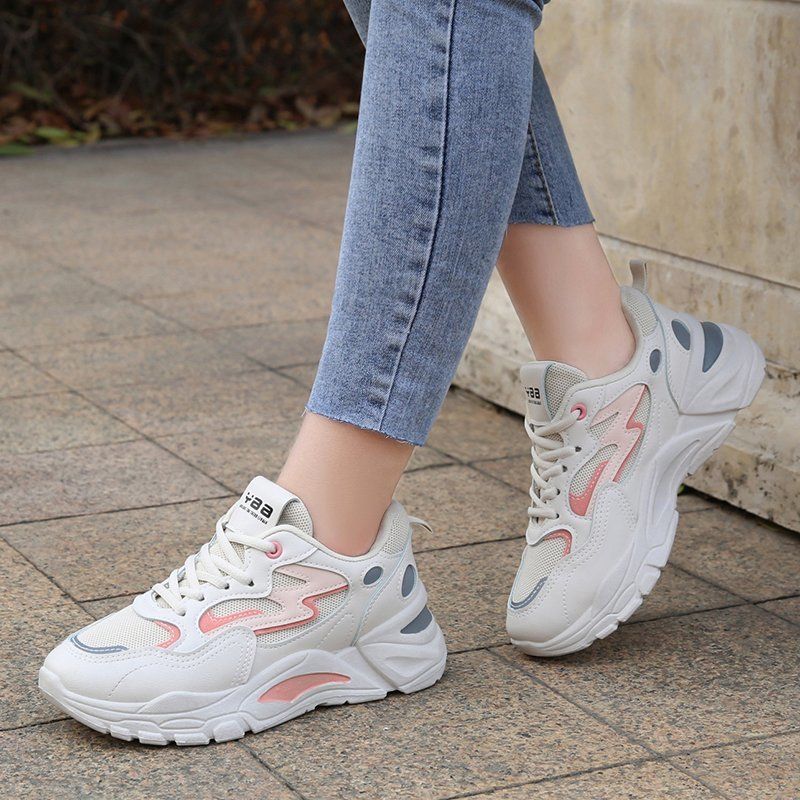 NIOHE Sapatos plataforma femininos robustos com aumento de altura, novos tênis esportivos de malha respirável e casual para mulheres_voghion.com