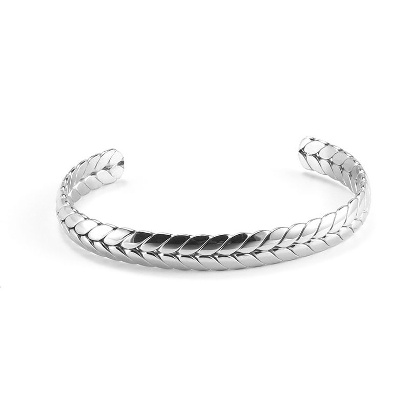 Bracciale rigido in acciaio inossidabile con spiga di grano e osso di drago, colorato, unisex_voghion.com