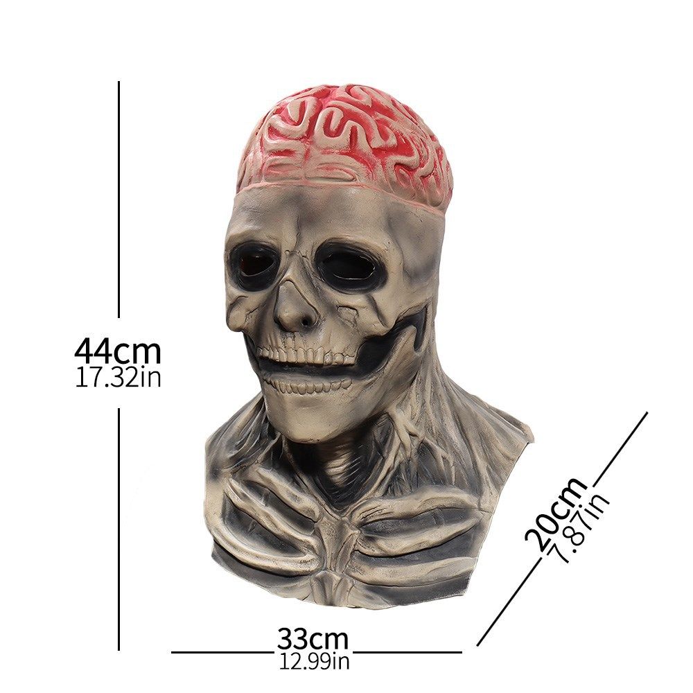 Maschera biochimica del teschio di Lofytain Cosplay terrificante scheletro del cervello cuffia in lattice Halloween Halloween_voghion.com
