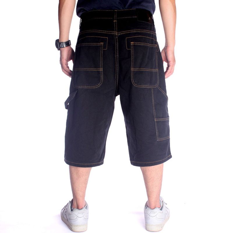 Pantaloni da skateboard hip hop multitasche da uomo, jeans hip hop larghi alla moda da uomo, pantaloni casual di media lunghezza, taglie grandi_voghion.com