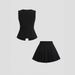 Elegant Black Two-Piece Skirt Set – Pleated Mini Skirt & Top (S/M/L/XL/XXL, Polyester, Casual Style)_voghion.com