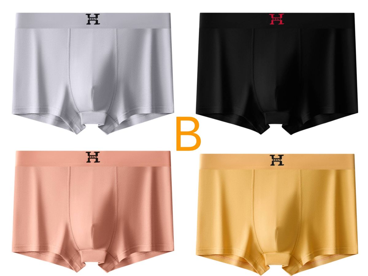 4 PCS Boxer Shorts grouss Gréisst nahtlos Kotteng Datei Männer Boxer Shorts Summer dënn Sektioun Gréisst: L-4XL_voghion.com