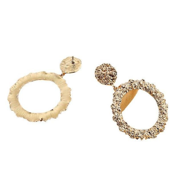 Populär nei Accessoiren Grousshandel einfach Metallbasis Textur geometresch Ouerréng Design Sënn grouss Krees Ouerréng_voghion.com