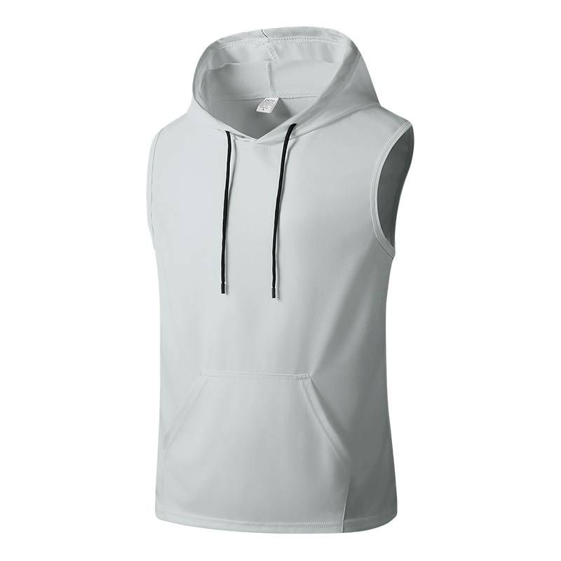 Men's Sleeveless T-shirt, Comfortable And Breathable, Casual Fit, Understated Classic Neutral Color, Quick-drying Sports, Hooded Design_voghion.com