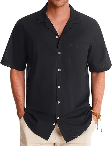Herrenbekleidung Hemd Herren Casual Kubanischer Kragen Kurzarmhemd Button-Down Baumwolle Sommer Strandurlaub Hawaiihemd Männer_voghion.com
