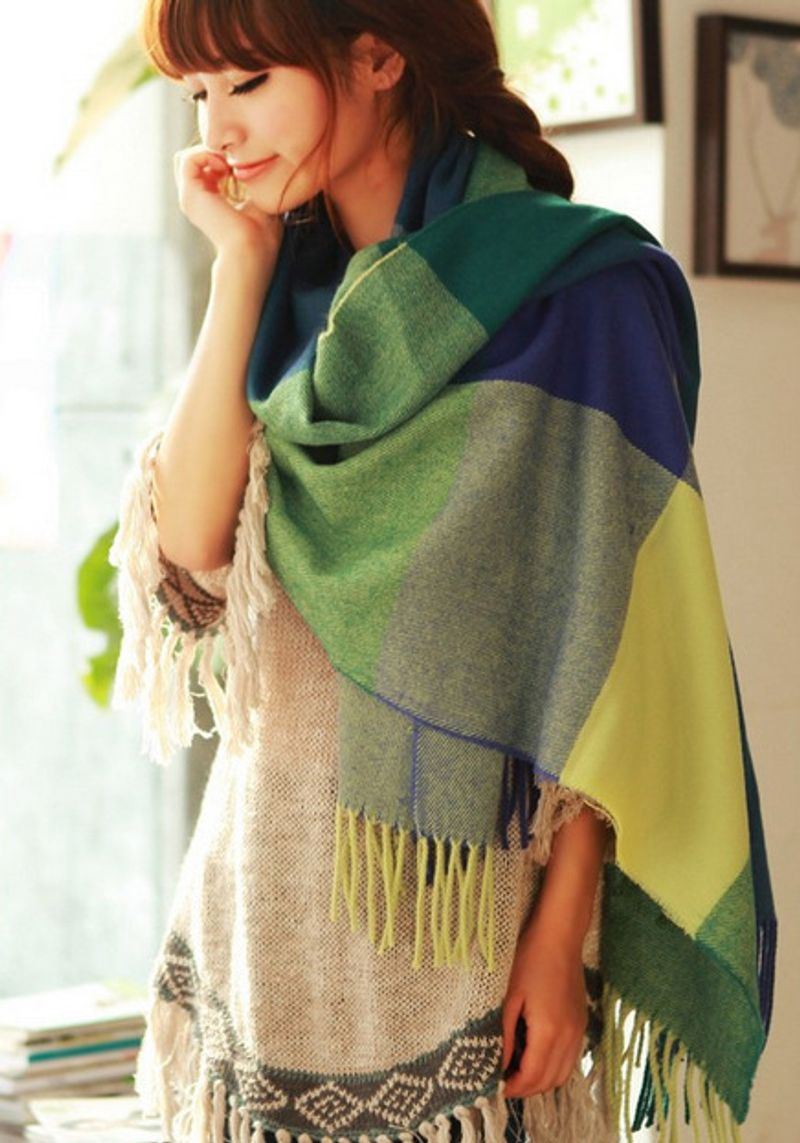 Plaid Autumn And Winter Imitation Cashmere Scarf Men's And Women's Thickened Long Shawl Dual-purpose Student Warm Scarf Shawl_voghion.com