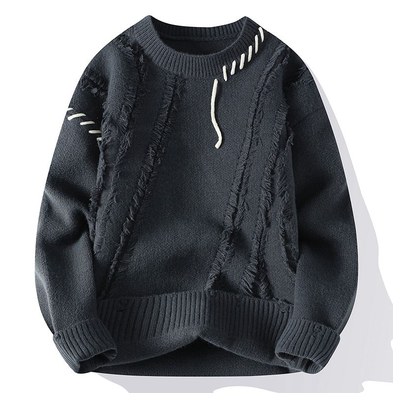 Oversized Crewneck Sweater – Men's Casual Knit Pullover (165-190, Ribbed Hem, Poly-Cotton Blend, Wrinkle-Free Winter Essential)​_voghion.com