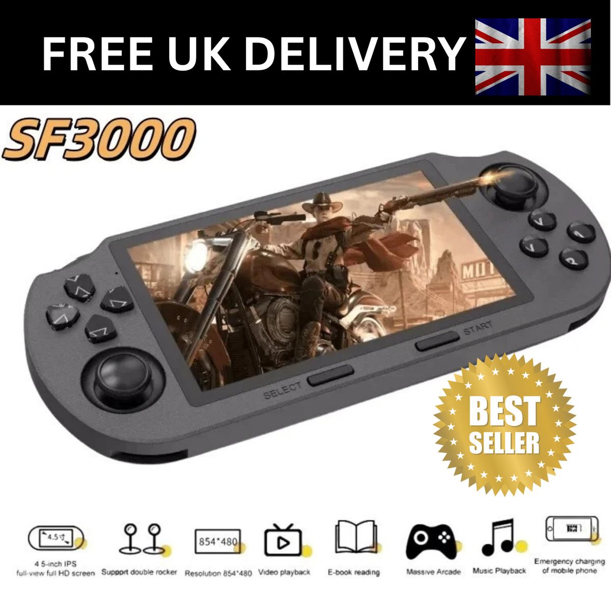 SF3000 Retro Game Handheld Console Player Emulator 4.5 Inch 64GB 20000 Games_voghion.com