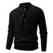 Herren Slim-Fit Pullover mit Stehkragen – Strickpullover mit Knopfdetail (Weiß/Grau/Schwarz/Burgunderrot, M-4XL, Winterwarm)_voghion.com