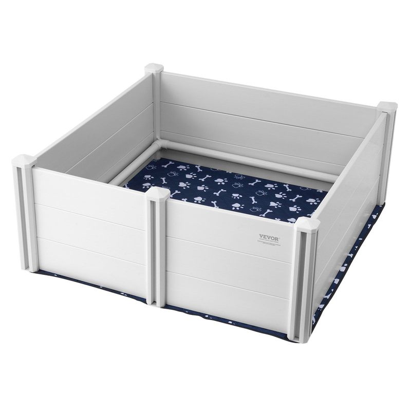 VEVOR Dog Whelping Box 48 X 48 X 18.1in PVC With Rails Pee Pad For Dogs Puppies_voghion.com