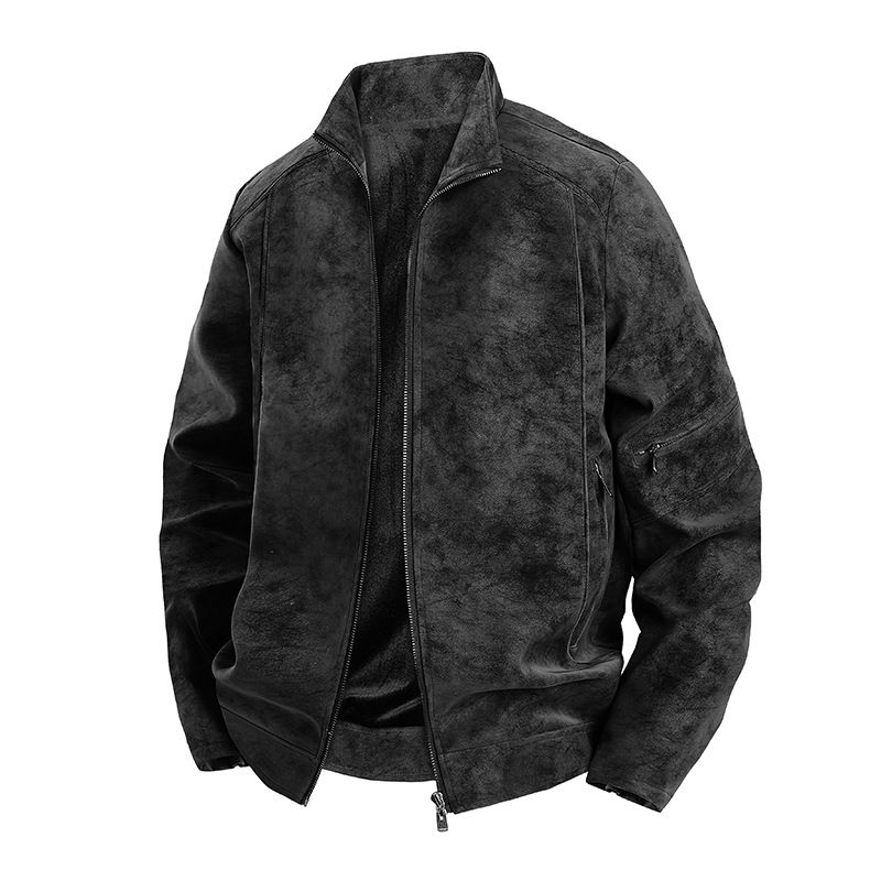 Giacca in similpelle retrò da uomo – Cappotto con collo alto, foderato in pile, cerniera e tasche multiple per abbigliamento casual da lavoro e streetwear (M-3XL, 3 colori)_voghion.com
