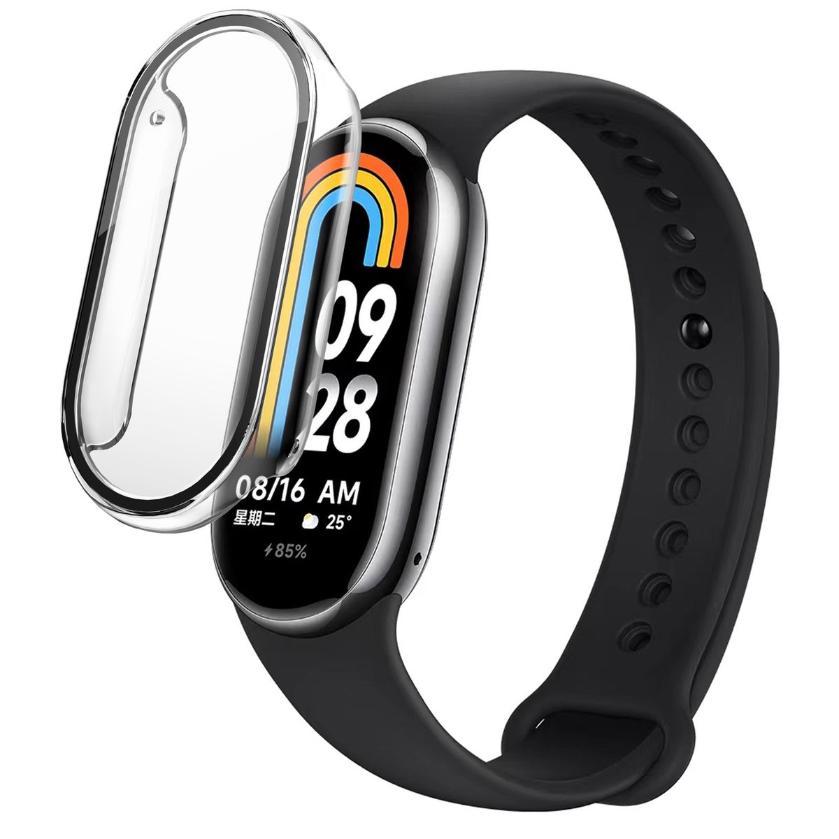 Xiaomi Mi Band 8 kemény PC képernyővédő fólia, edzett üveg, ütésálló, teljes borítású lökhárító, Mi Band 8 okosórához_voghion.com