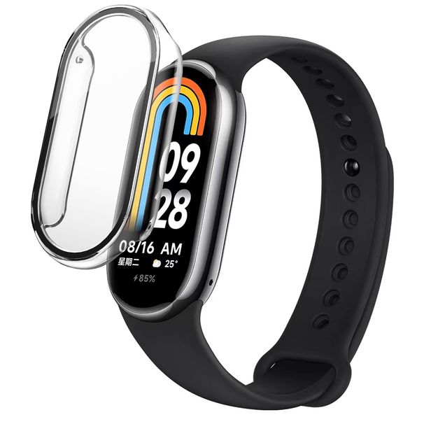 Xiaomi Mi Band 8 kemény PC képernyővédő fólia, edzett üveg, ütésálló, teljes borítású lökhárító, Mi Band 8 okosórához_voghion.com