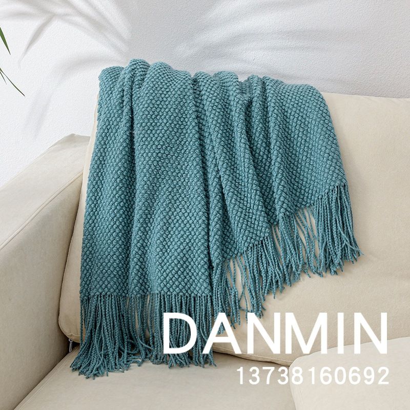 2025 Morandi Solid Color Knitted Homestay End Decorative Bed Throw Thick Nap Shawl Cover Sofa Blanket_voghion.com