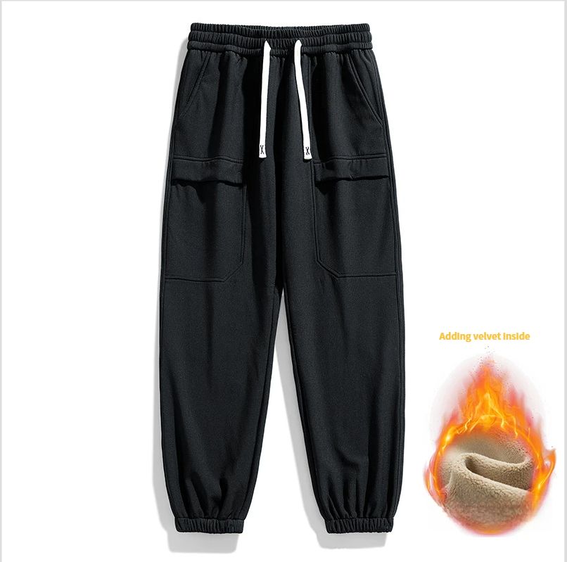 Pantaloni da lavoro casual funzionali da uomo, caldi e spessi, con fodera in pile, per l'autunno e l'inverno, a gamba dritta, unisex, a tre prove_voghion.com