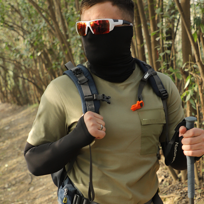 Men's Cooling Sun Mask Set - UPF 50+ Full Face Cover With Neck Protection & Arm Sleeves, Lightweight & Breathable For Cycling_voghion.com