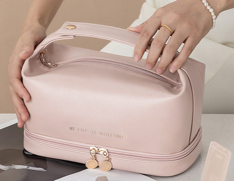 PU leren dames cosmetische tas met grote capaciteit, ins internet beroemdheid handwaszak, high-end tas_voghion.com