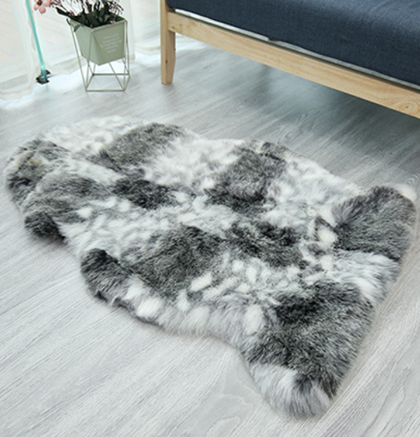 Neuer einfarbiger Teppich aus Wollimitat, Sofakissen, Stuhlkissen, Schlafzimmer, Wohnzimmer, Erkerfenstermatte, Schaffellmatte (Größe: 60 x 90 cm)_voghion.com