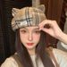 British Style Plaid Beret Autumn Winter Women Cat Ears Cute Octagonal Fashion Versatile Painter Hat_voghion.com