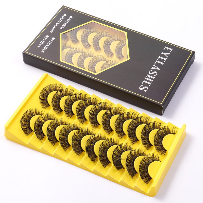 New 10 pairs of boxed false eyelashes natural soft thick eyelashes simulate chemical fiber eyelashes_voghion.com