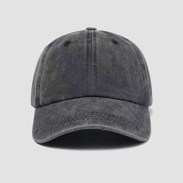 Four-Line Washed Embroidered Cotton Baseball Vintage Denim Duckbill Cap Print_voghion.com