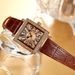 Oushiqie Square Brown Diamond Set Small Fashion Live Quartz Women's Watch_voghion.com