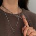 Collana con ciondolo in acciaio al titanio quadrato multistrato, semplice e temperamento, con catena per il collo della clavicola da donna_voghion.com