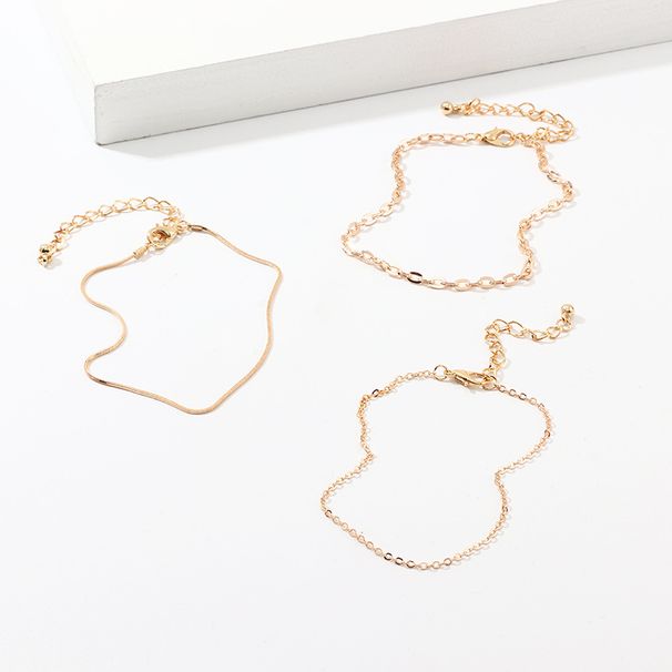 Legierung fußkettchen dicke kette anzug frauen einfache mode temperament fußkettchen drei-stück set_voghion.com