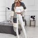 Women's Longline V-Neck Cardigan - Stripe & Color-Block Open Front Knit Sweater (Gray)_voghion.com