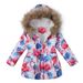 Abbigliamento per bambini Nuovo cappotto invernale lungo con cappuccio e collo di pelliccia stampato in cotone per ragazze Giacca in cotone per bambini_voghion.com